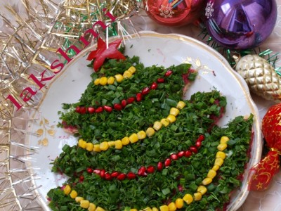 оформление салатов +в картинках салат новогодний