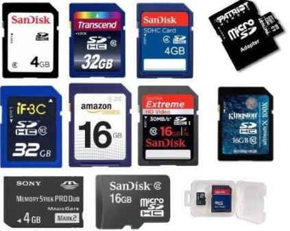 Как правило, существует три типа карт флэш-памяти: SD-карты, компактные флэш-карты и USB-флешки. Флэш-память также используется в твердотельных накопителях, 