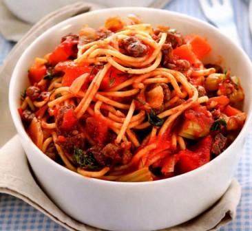 Спагетти с мясным рагу 